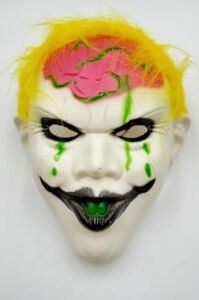 Halloween Maske Palyaço Pembe Beyin Sarı Saç