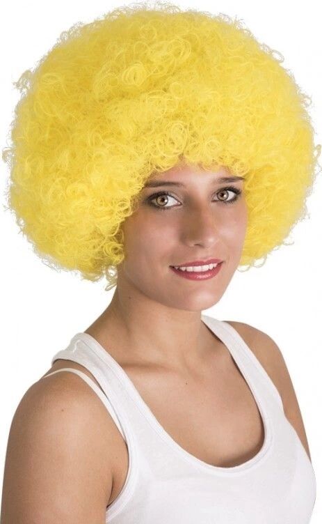 Sarı Renk Kıvırcık Afro Bonus Peruk