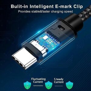 100W Type-C To Type-C 3 Metre USB 3.1 Gen2 10 Gbps 4k@60hz Hızlı Şarj Data ve Görüntü Aktarım Kablosu Örgülü