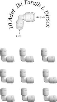10 Adet Su Arıtma Filtre Bağlantı L Dirsek 1/4-6 mm (Quick Bağlantı)