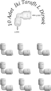 10 Adet Su Arıtma Filtre Bağlantı L Dirsek 1/4-6 mm (Quick Bağlantı)