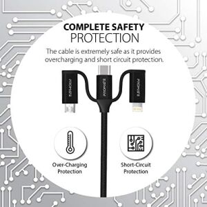 Promate Şarj Kablosu 6 Sı 1 Aradaçoklu Uçlu Universal Lightning USB Type-C Micro Usb/promate Pentapower.black