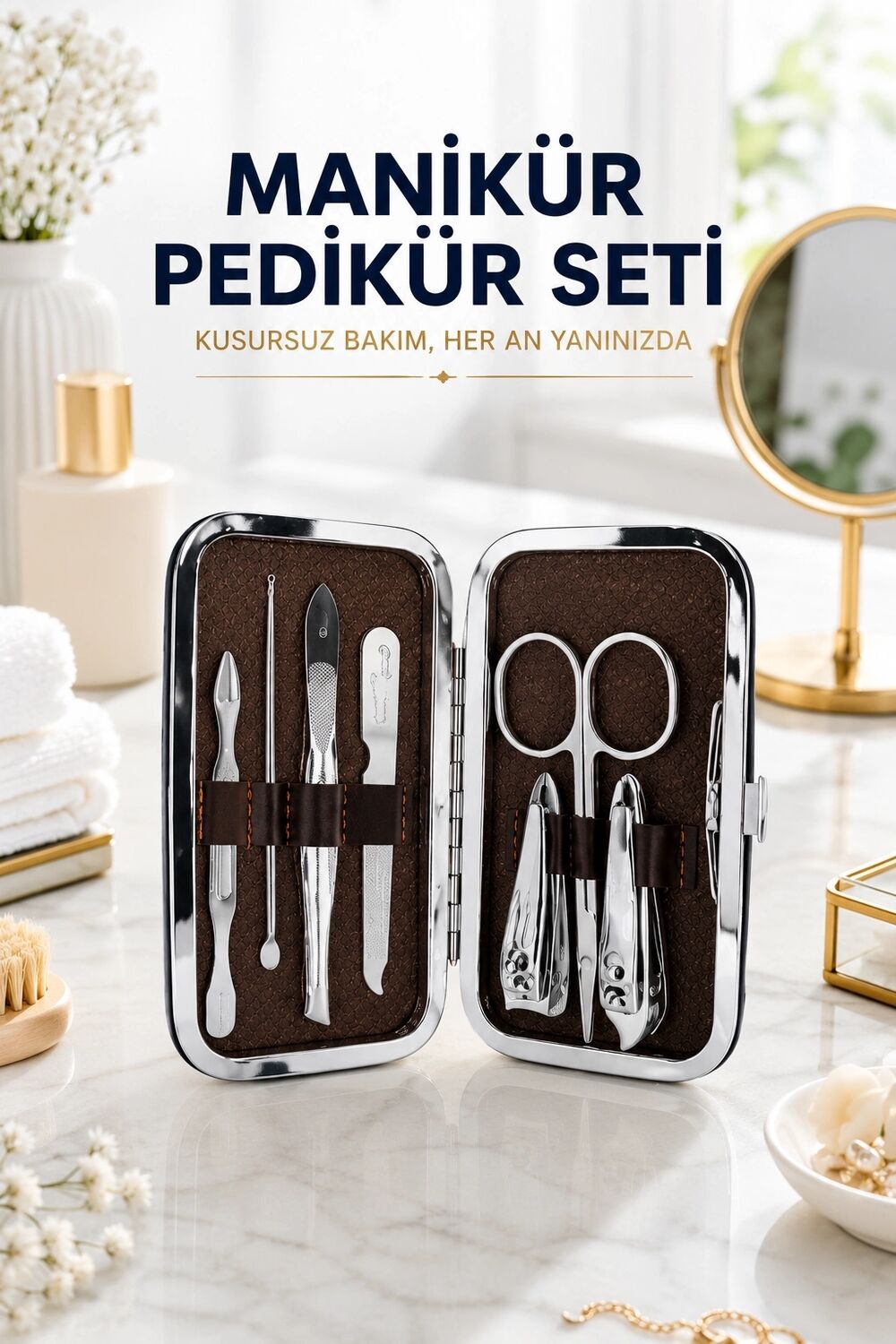 Tırnak Temizliği, Tırnak Batığı ve Düzenli Bakım Için 7 Parça Çelik Set
