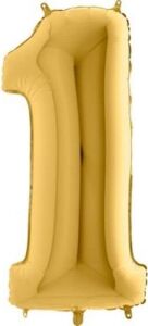 1 Rakamlı 16 Inç Gold Renk Folyo Balon 36 cm (Altın)