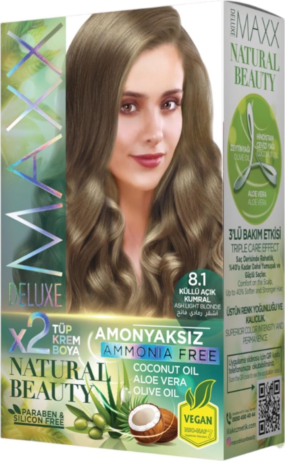 Natural Beauty Amonyaksız Set Saç Boyası 8.1 Küllü Açık Kumral