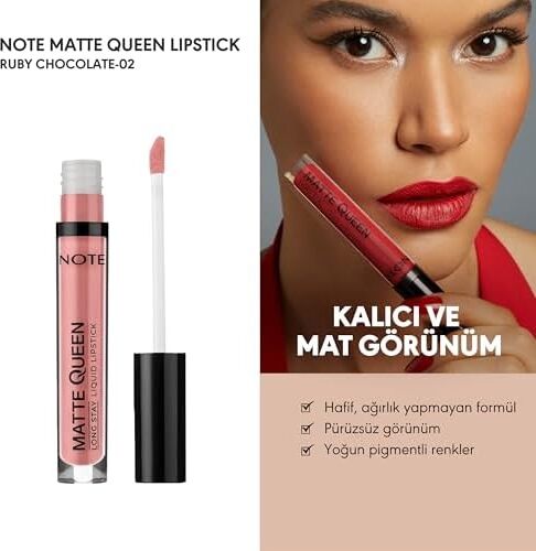 Lipstick 02 Ruby Chocolate Kalıcı Likit Ruj, Pembe