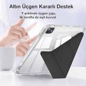 Galaxy Tab S10 Lite ile Uyumlu Kılıf SM-X400 Saydam Arka Kapak Flip Smart Cover Katlanabilir Standlı Darbe Emici Koruyucu Tablet Kılıfı Akıllı Uyku Özellikli Pembe