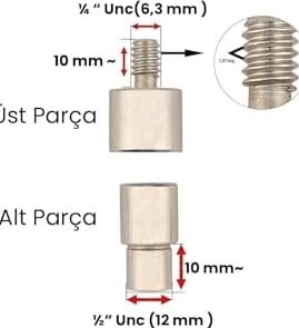 3 No Kuşgözü Montaj Kalıbı, 1/4 Unc Üst Parça, 1/2 Unc Alt Parça