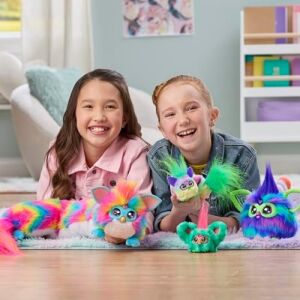 Furby Dj Furblets -Cup-Cake Mini Elektronik Pelüş Oyuncak | Eğlenceli Uzatılabilir Ses Efektleri ve Müzikler | Furbish Konuşur | Beyaz ve Pembe