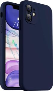 - iPhone 11 Uyumlu Köşeli Lansman Kılıf, Kadife Iç Yüzeyli Darbe Emici Silikon Koruma (Iphone 12 Görünümlü Köşeli Görünüm) - Gece Mavisi