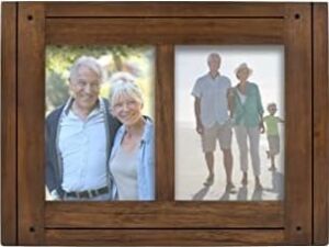 Prinz Homestead Çift Kişilik 5x7 Koyu Ceviz Resim Çerçevesi - Eskitilmiş Rustik Dekor Ahşap Fotoğraf Çerçevesi, Iki Yönlü Şövale, Duvar Veya Masa Üstü Sergisi