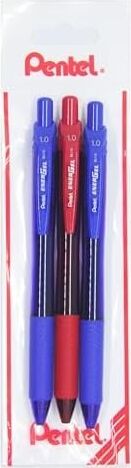 Energel 1.0 mm Likit Roller Kalem 2xmavi/1xkırmızı 3'lü Set