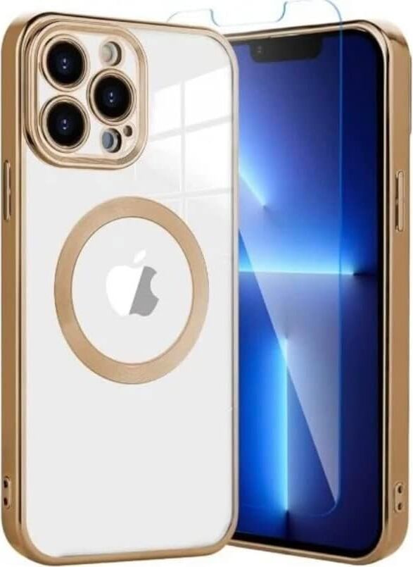 Tia Aks iPhone 13 Pro Max Uyumlu Lens Korumalı Lazer Kılıf Gold