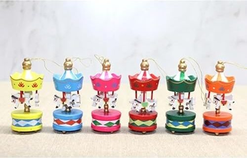 Senon 6'lı Mini Atlı Karınca Noel Ağaç Süsü Renkli Ahşap Geleneksel Tasarım Çocuk Odası ve Yılbaşı Süslemesi Için Dekoratif Hediyelik (6 Renk Karışık)
