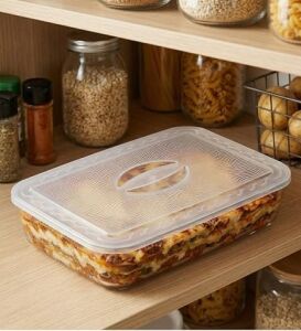 Borcam Uyumlu Plastik Kapak 40X27 cm Dikdörtgen Borcam Kapağı - Fırın Kabı Saklama Kapağı, Bpa Içermez (Sadece Kapak)