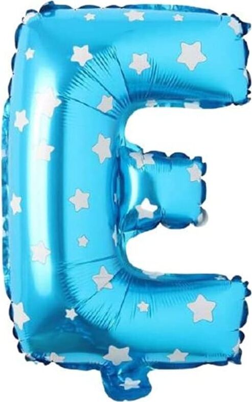 E Harfi 16 Inç Mavi Yıldızlı Renk Folyo Balon 36 cm (Mavi)