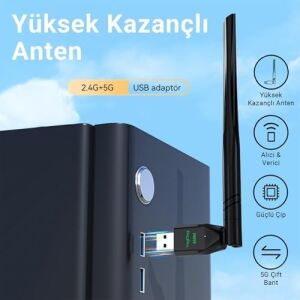 650 Mbps 2.4ghz/5ghz Dual Band Alıcı Verici USB Wifi Adaptör