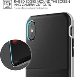 Vrsıp8 iPhone x High Pro Shield Kılıf, Siyah ve Gümüş