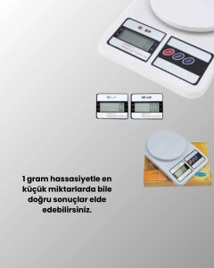 Beyaz Plastik Dijital Mutfak Tartısı – 24X16.8X1.5CM