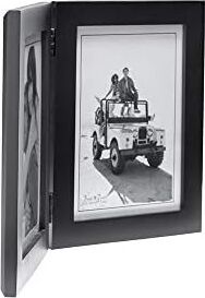 Malden Çift Dikey 5x7 Resim Çerçevesi - Geniş Gerçek Ahşap Kalıp, Gerçek Cam - Siyah