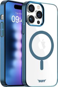 Buff 15 Pro Max ile Uyumlu Magsafe Uyumlu Slim Fit Kılıf Kablosuz Şarj Destekleyen Sararmaya Karşı Korumalı Kapak (Açık Mavi)