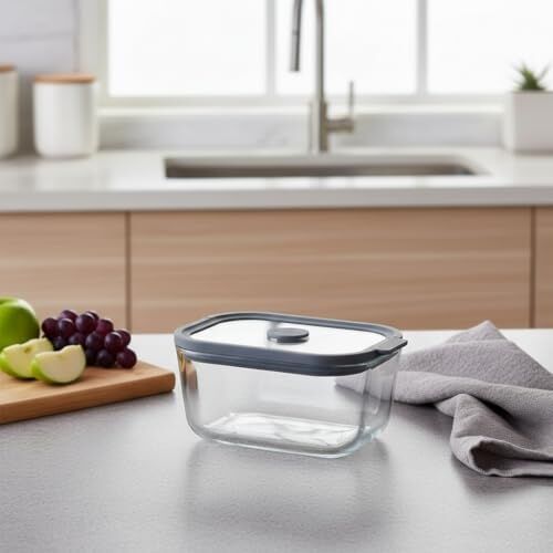 Cam Kapaklı Silikon Vakumlu Borosilikat Saklama Kabı - 470 ml Orta Boy Kahve, Çay ve Kuruyemiş Kavanozu