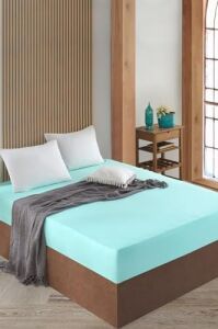 Ezgi Lastikli Pamuklu  Dokuma Kumaş Çarşaf Mint 100X200 cm Tek Kişilik, Carsaf
