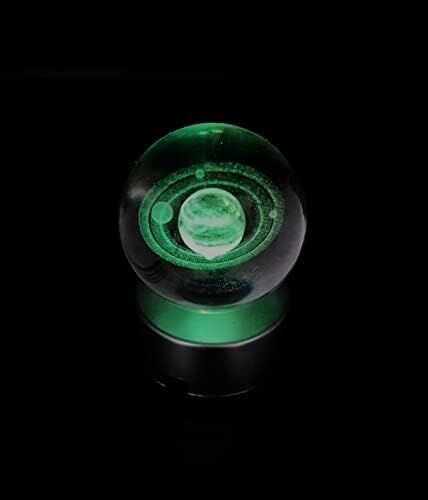 Senon Satürn Gezegen Kristal Cam Küre Renk Değiştiren LED Işıklı Gece Lambası Dekoratif Hediyelik