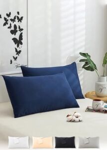 Vionel Home Pamuklu 2'li Kapaklı Yastık Kılıfı 50X70 cm - Yumuşak ve Nefes Alabilir (Gece Mavisi)