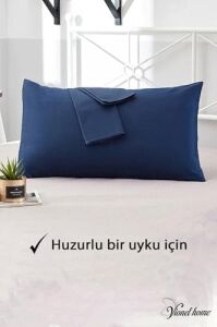 Vionel Home Pamuklu 2'li Kapaklı Yastık Kılıfı 50X70 cm - Yumuşak ve Nefes Alabilir (Gece Mavisi)