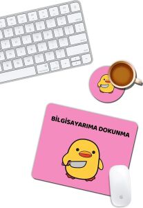 Bela Ördek Bilgisayarıma Dokunma Mouse Pad ve Bardak Altlığı Set