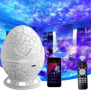 Çatlak Dinozor Yumurtası Tasarımlı Projektörlü Gece Lambası Bluetooth Özellikli