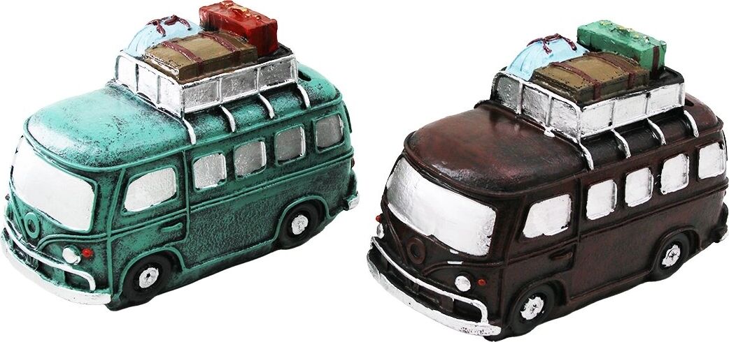 Nostaljik Otobüs Tasarımlı Biblo Kumbara - Dekoratif Model - Reçine