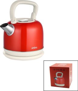 Sinbo Demlik Kettle Su Isıtıcı - Kırmızı - 2.2 Litre - Çelik - Retro Görünüm