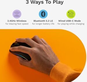 Glorious Model O 2 Mini Kablosuz Siyah Oyuncu Faresi: 57 Gram, 210 Saate Kadar Pil Ömrü, Çifte Kablosuz 2.4 Ghz ve Bluetooth 5.2, 26K Optik Sensör, 80 Milyon Tıklama, 6 Programlanabilir Düğme,