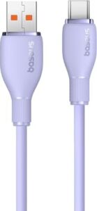 Pudding Hızlı Şarj Özellikli Type-C Kablo 100W, 1.2 Metre, Mor