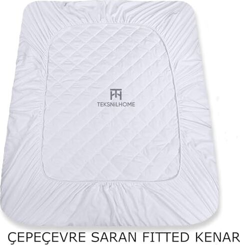 Teksnil HOME%100 Mikrofiber Kapitone Yatak Koruyucu Alez Full Kenar Çarşaf Fitted Tek Çift Battal Bebek 60 x 120