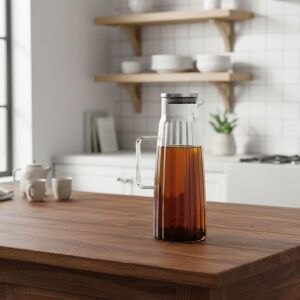 Metal Kapaklı Borosilikat Cam Yağdanlık ve Sürahi | 1000ML (11X26CM) Çok Amaçlı Içecek ve Sıvı Gıda Saklama