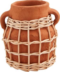 Mud Pie Küçük Terracotta Rattan Vazo; 5 1/2 ''x 4 3/4'' Çap