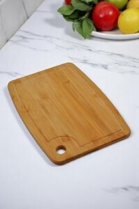 Bambu Serisi 32X22 cm Oluklu Antibakteriel Yıkanabilir Bambu Doğrama Tahtası