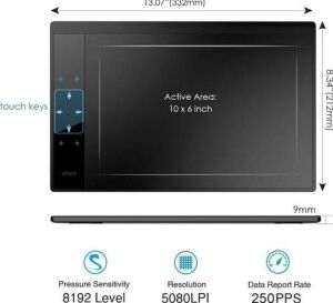 A30 V3 10X6'' 16384 Yüksek Basınç Hassasiyetli Profesyonel 5080 Lpı Grafik Tablet + Kalem