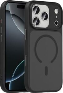 Senon Apple iPhone 17 Pro Max Için Kılıf Mat Arka Yüzey Magsafe Uyumlu Şarj Özellikli Zore Flet M-Safe Kapak (Siyah)