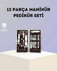 Paslanmaz Çelik Çok Fonksiyonlu 12 Manikür Seti