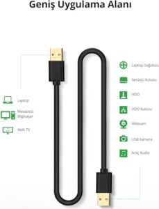 USB To USB Data ve Şarj Kablosu 1 Metre