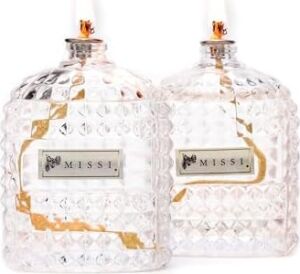 2'li Vanilya Sandal Kokulu Oval Kristal Cam Şişe Kandil Seti (2X100 Ml)
