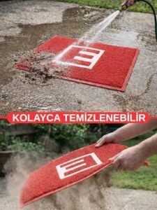 Eczane Önü Paspası E Logo Giriş Işyeri Eczane Mağaza Girişi Kapı Önü Kıvırcık Hijyen Halısı 60X80 cm