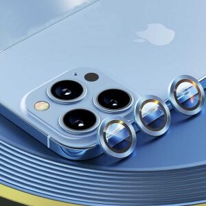 Apple iPhone 13 Pro Max ile Uyumlu Mercek Lens Kamera Koruyucu Sierra Mavi