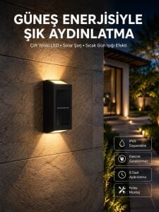 Yeni Model Solar Çift Taraflı Duvar Lambası Dekoratif Duvar Lambası