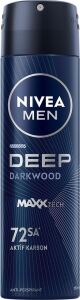 Men Erkek Sprey Deodorant Deep Darkwood 150ML, 72 Saat Anti-Perspirant Ter ve Ter Kokusuna Karşı Koruma, Maskülen Koku,aktif Karbon