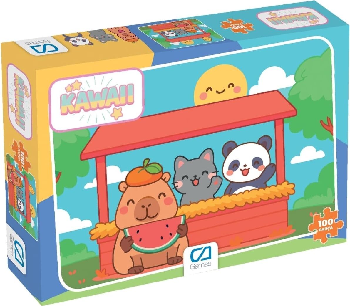 Kawaii Capybara ve Dostları Temalı  100 Parça 34X24CM Çocuk Puzzle Yapboz Serisi